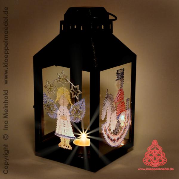 490 Klöppelbrief 2 Motive Erzgebirgsweihnacht  "Reiterlein und Sternchenengel"